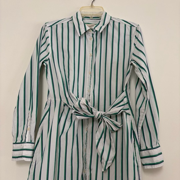 SALE Universal Thread Cotton Striped Buttoned Shirt Midi Dress Small White Green - Picture 2 of 9